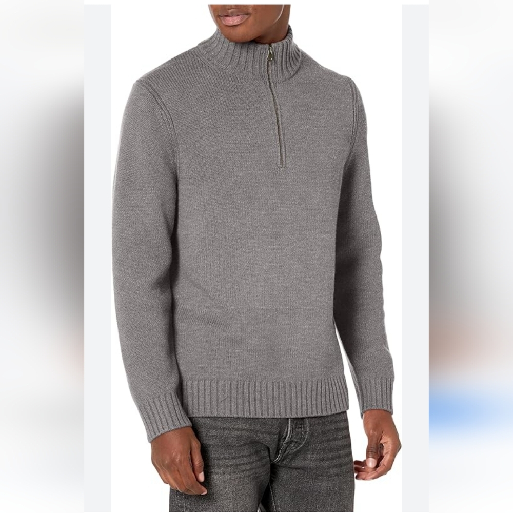 Men's Gray Half-Zip Sweater